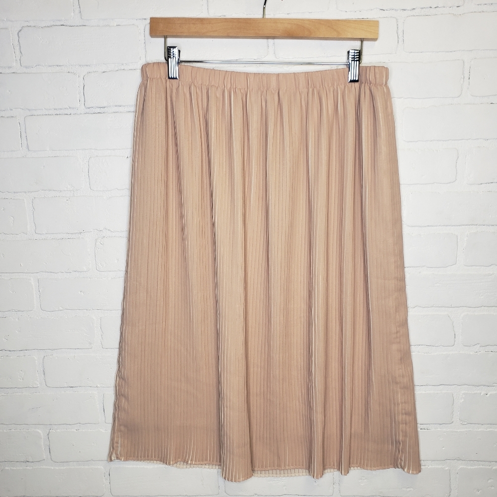 Adrianna Papell Pleated Beige Mini Skirt